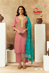 Nazakat Women's Vertican Shimmer Kurti Set with Chanderi Butti Dupatta