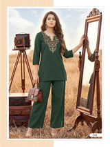 OSSM Sara Vol 02 Cotton Cord Set for Women - Embroidered Kurti Pant Set