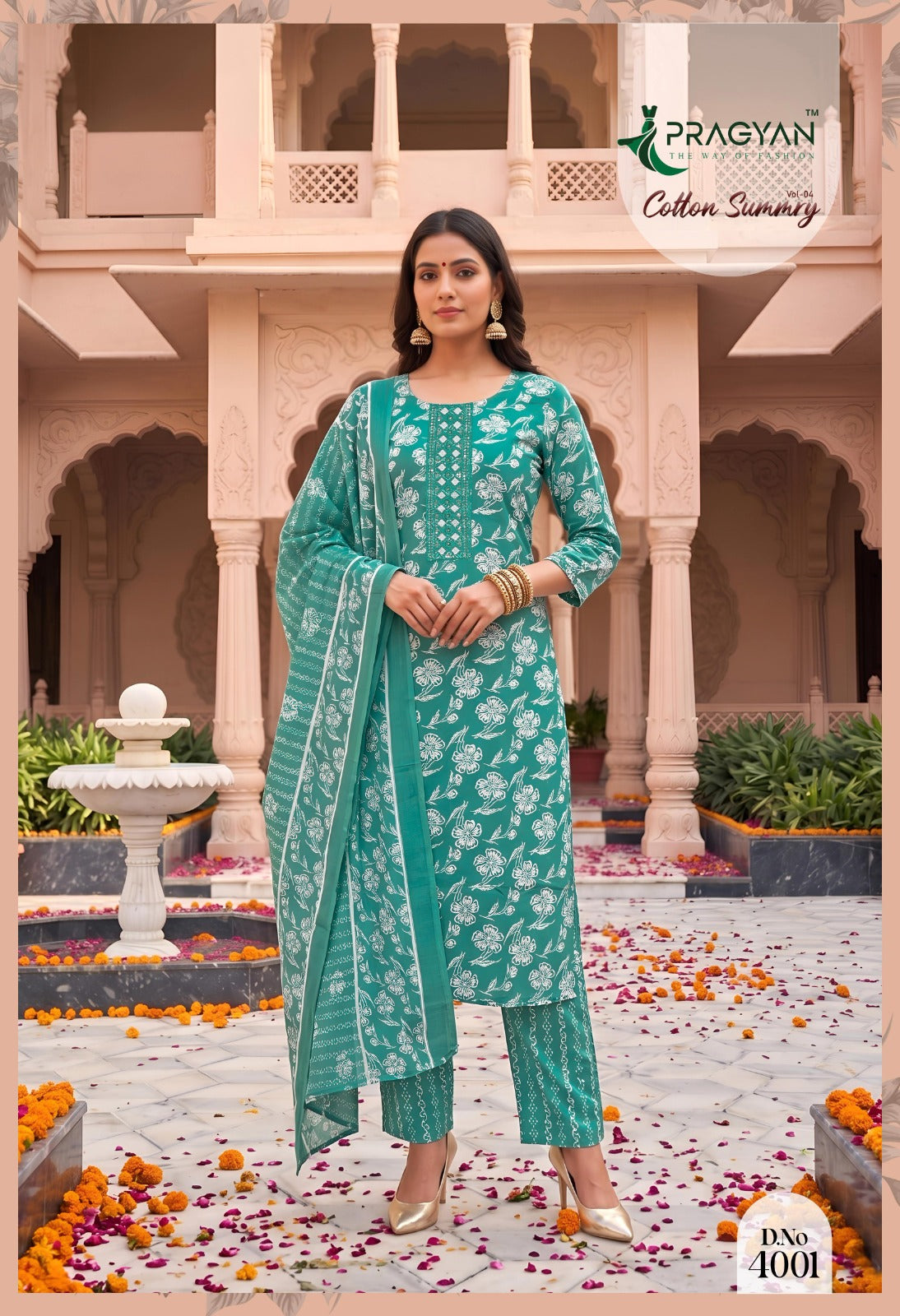 Pragyan Cotton Summry Vol 4 - Women 3PC Suit Set Daily Wear