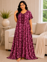 Premium Cotton Printed Nighty 10 Pcs Set - Full Length Ladies Night Gown Wholesale