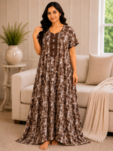 Premium Cotton Printed Nighty 10 Pcs Set - Full Length Ladies Night Gown Wholesale