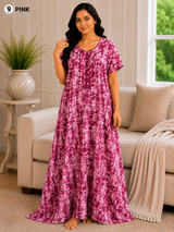Premium Cotton Printed Nighty 10 Pcs Set - Full Length Ladies Night Gown Wholesale