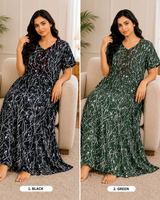 Premium Cotton Printed Nighty 5 Pcs Set - Full Length Ladies Night Gown Wholesale