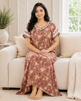 Premium Floral Cotton Nighty - 3 Pcs Set