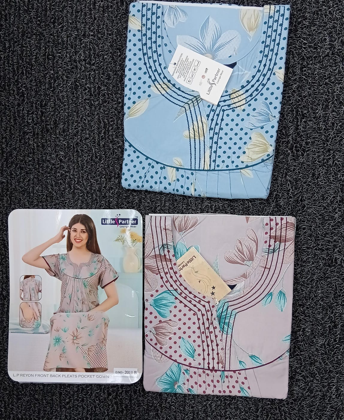 Premium Rayon Printed Nighty – 2 Pcs Set