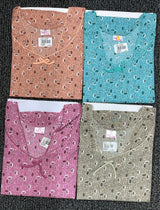 Premium Soft Cotton Printed Nighty - 4 Pcs Set