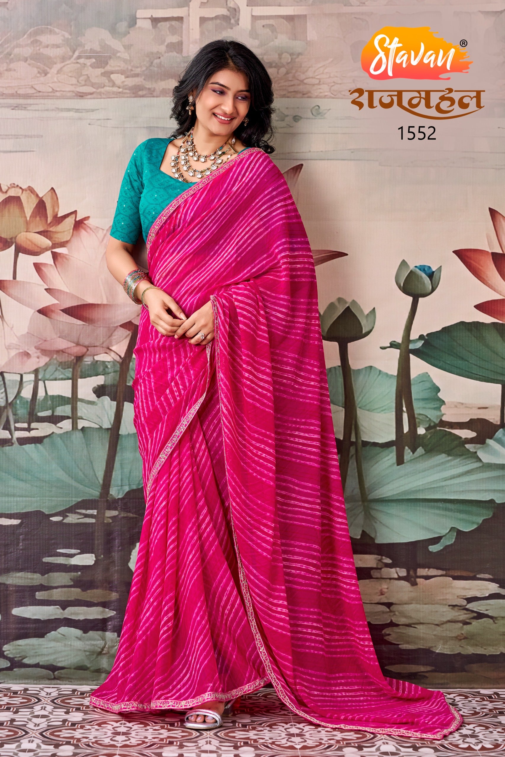 Rajmahal Leheriya Saree - Designer Ethnic Wear - Wholesale