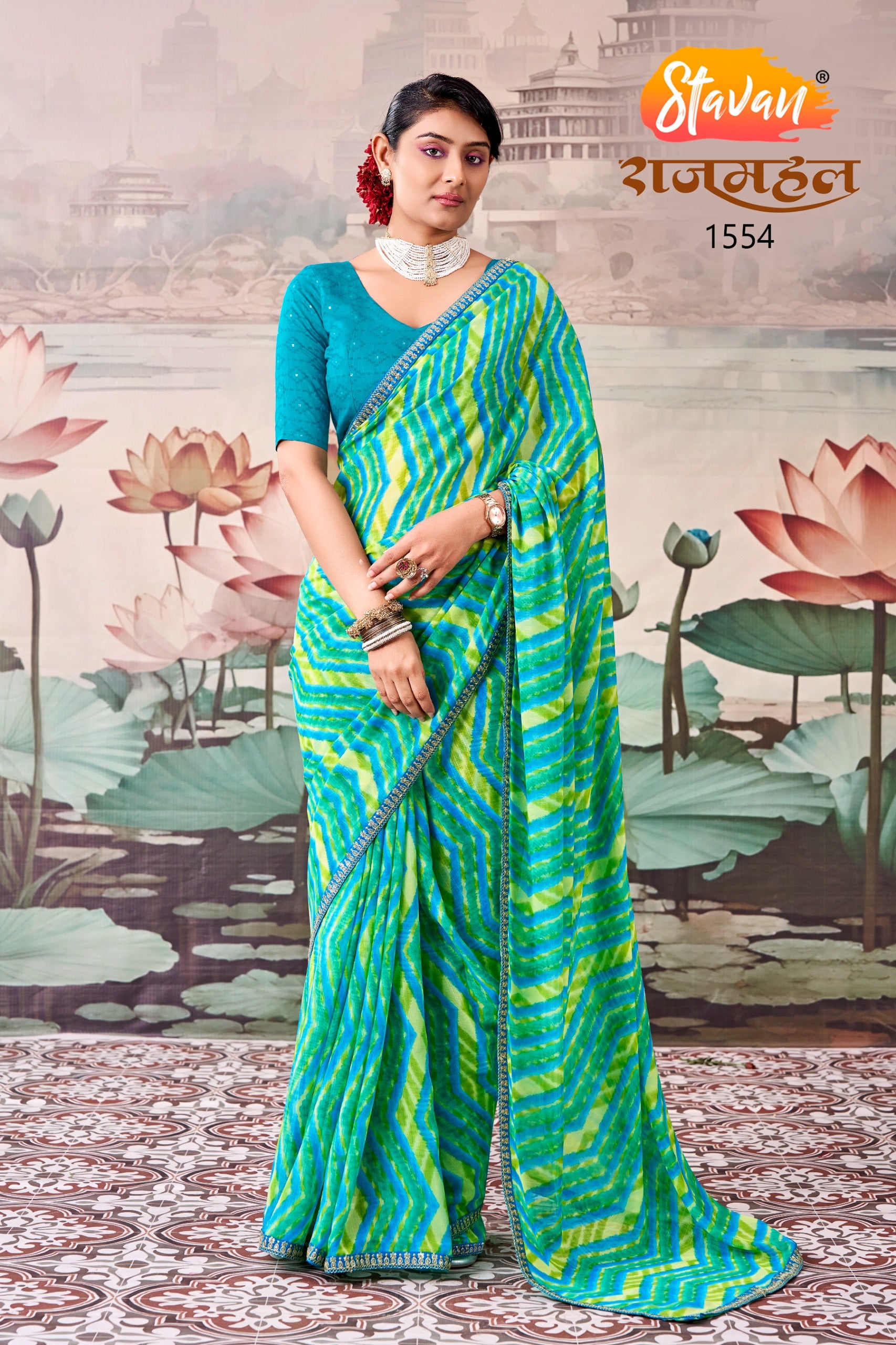 Rajmahal Leheriya Saree - Designer Ethnic Wear - Wholesale