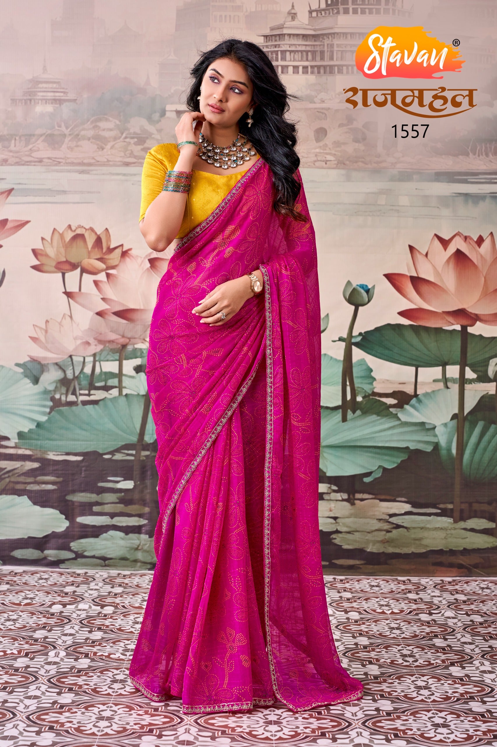 Rajmahal Leheriya Saree - Designer Ethnic Wear - Wholesale