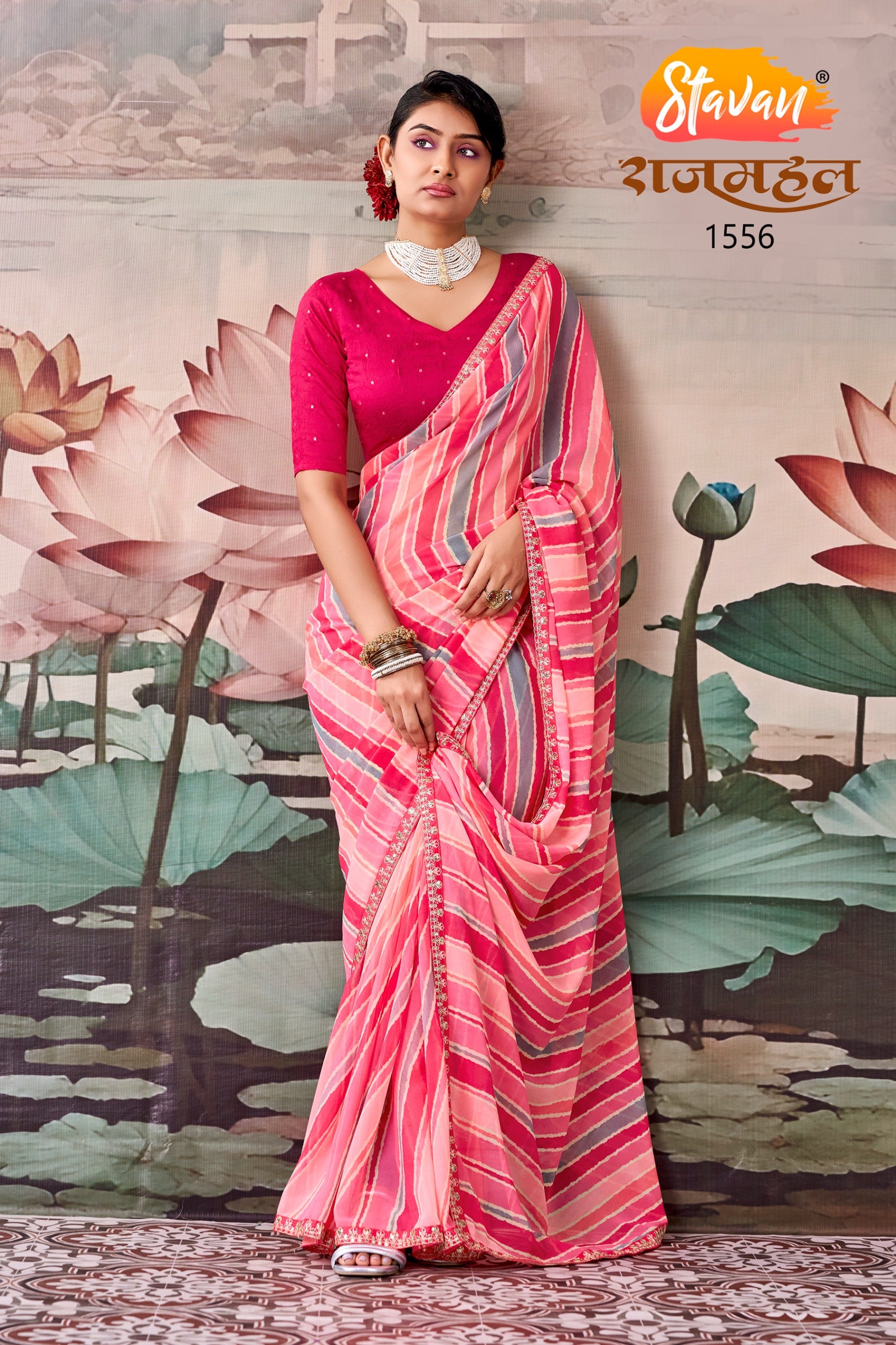 Rajmahal Leheriya Saree - Designer Ethnic Wear - Wholesale