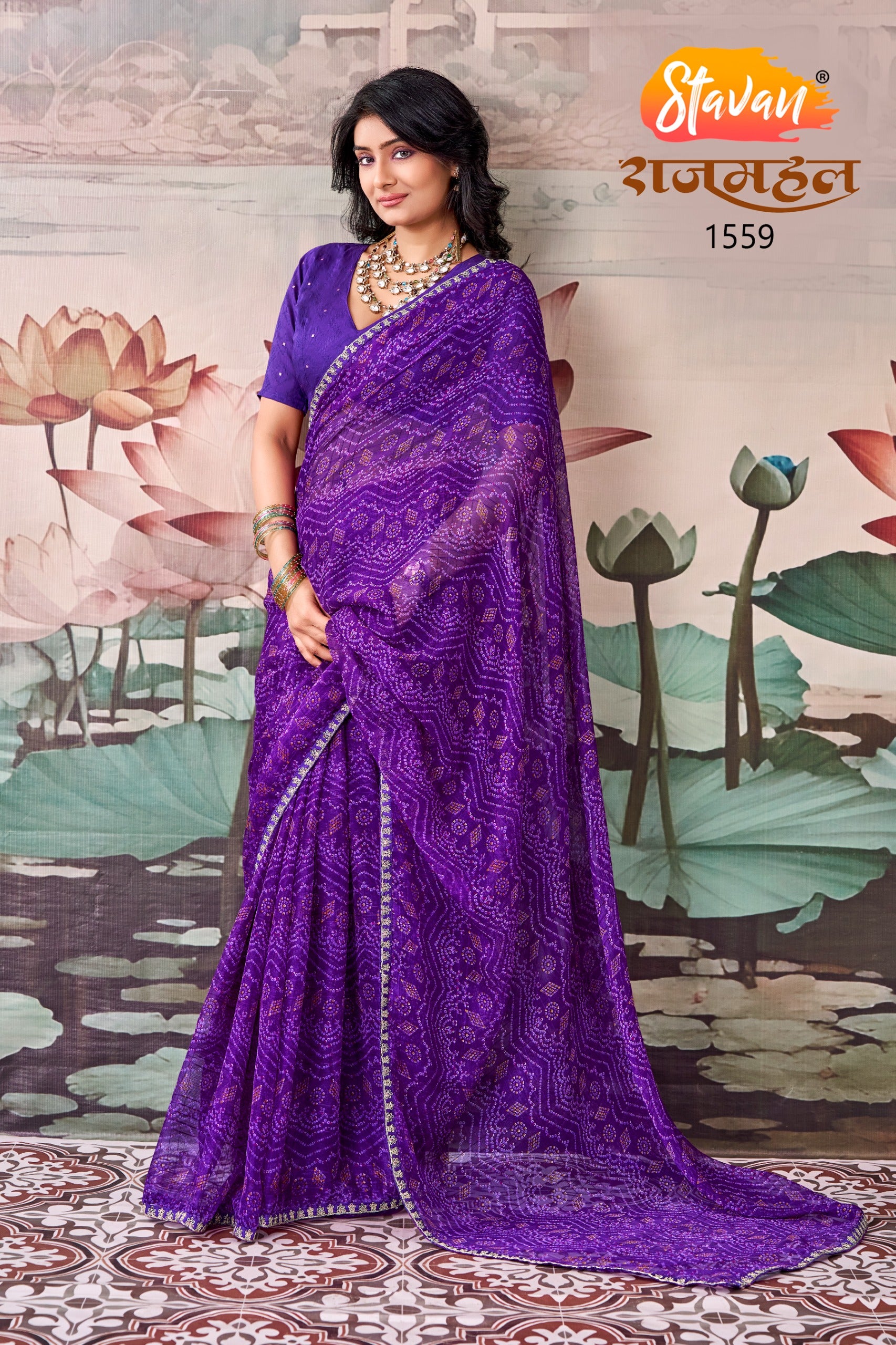 Rajmahal Leheriya Saree - Designer Ethnic Wear - Wholesale