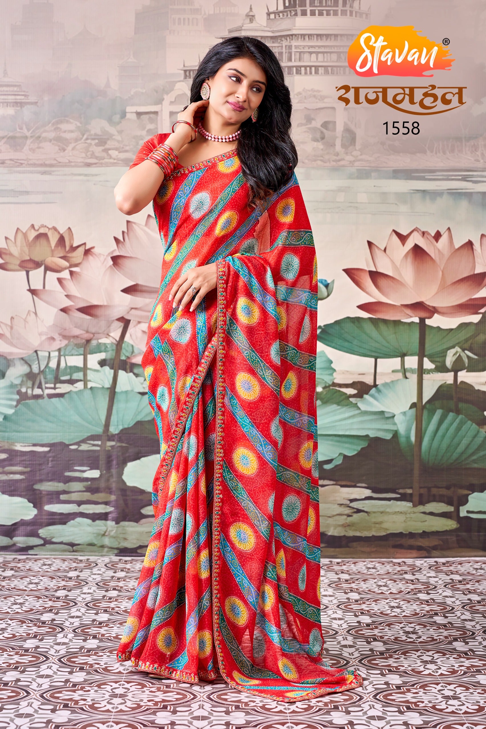 Rajmahal Leheriya Saree - Designer Ethnic Wear - Wholesale