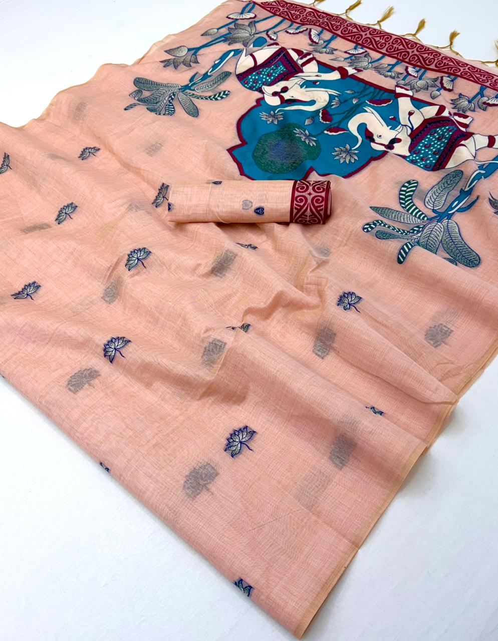 RajMata Tapti Cotton Jamdani Saree Set Wholesale