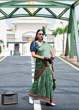 RajPath Ajrakh Satin Silk Saree 7 Pcs Set