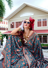 RajPath Ajrakh Satin Silk Saree 7 Pcs Set
