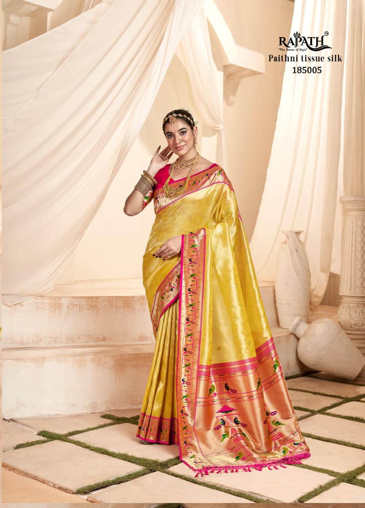 RajPath Fabrics Mangalya Silk Paithani Tissue Silk Saree - Wedding Collection