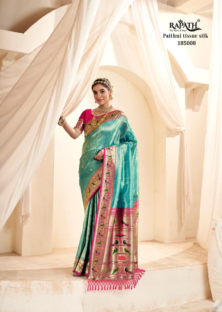 RajPath Fabrics Mangalya Silk Paithani Tissue Silk Saree - Wedding Collection