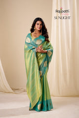 RajPath Fabrics Sunlight Handloom Tissue Soft Silk Saree - 6 Pcs Set