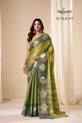 RajPath Fabrics Sunlight Handloom Tissue Soft Silk Saree - 6 Pcs Set