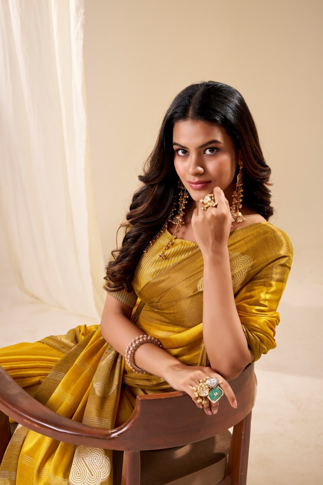 RajPath Fabrics Sunlight Handloom Tissue Soft Silk Saree - 6 Pcs Set
