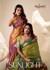 RajPath Fabrics Sunlight Handloom Tissue Soft Silk Saree - 6 Pcs Set