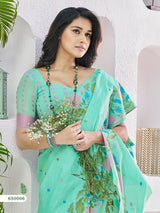 RajPath Gulabi Silk Linen Saree 6 Pcs Set
