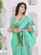 RajPath Gulabi Silk Linen Saree 6 Pcs Set