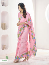 RajPath Gulabi Silk Linen Saree 6 Pcs Set