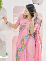 RajPath Gulabi Silk Linen Saree 6 Pcs Set
