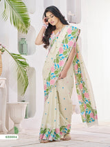 RajPath Gulabi Silk Linen Saree 6 Pcs Set