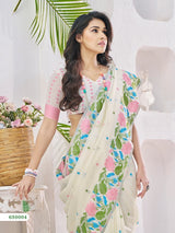 RajPath Gulabi Silk Linen Saree 6 Pcs Set