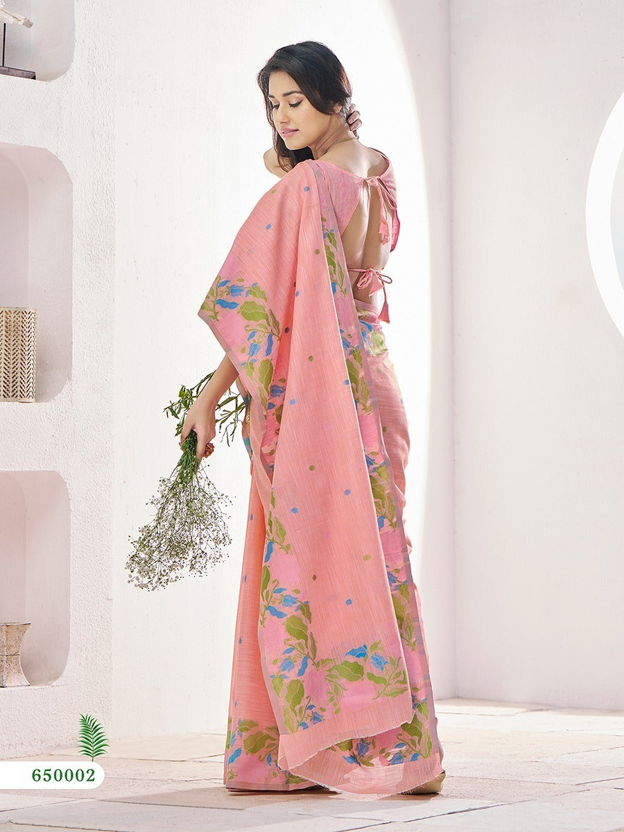 RajPath Gulabi Silk Linen Saree 6 Pcs Set