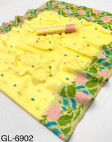 Rajpath Gulabi Silk Linen Saree - Soft Lightweight Floral Printed Saree with Blouse - Summer Collection by M.R. Saree Emporium