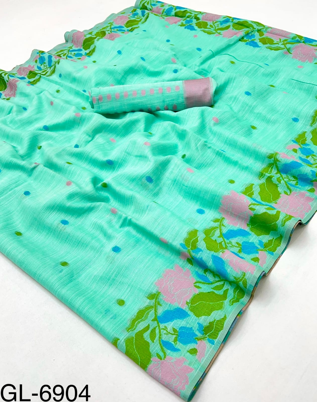 Rajpath Gulabi Silk Linen Saree - Soft Lightweight Floral Printed Saree with Blouse - Summer Collection by M.R. Saree Emporium