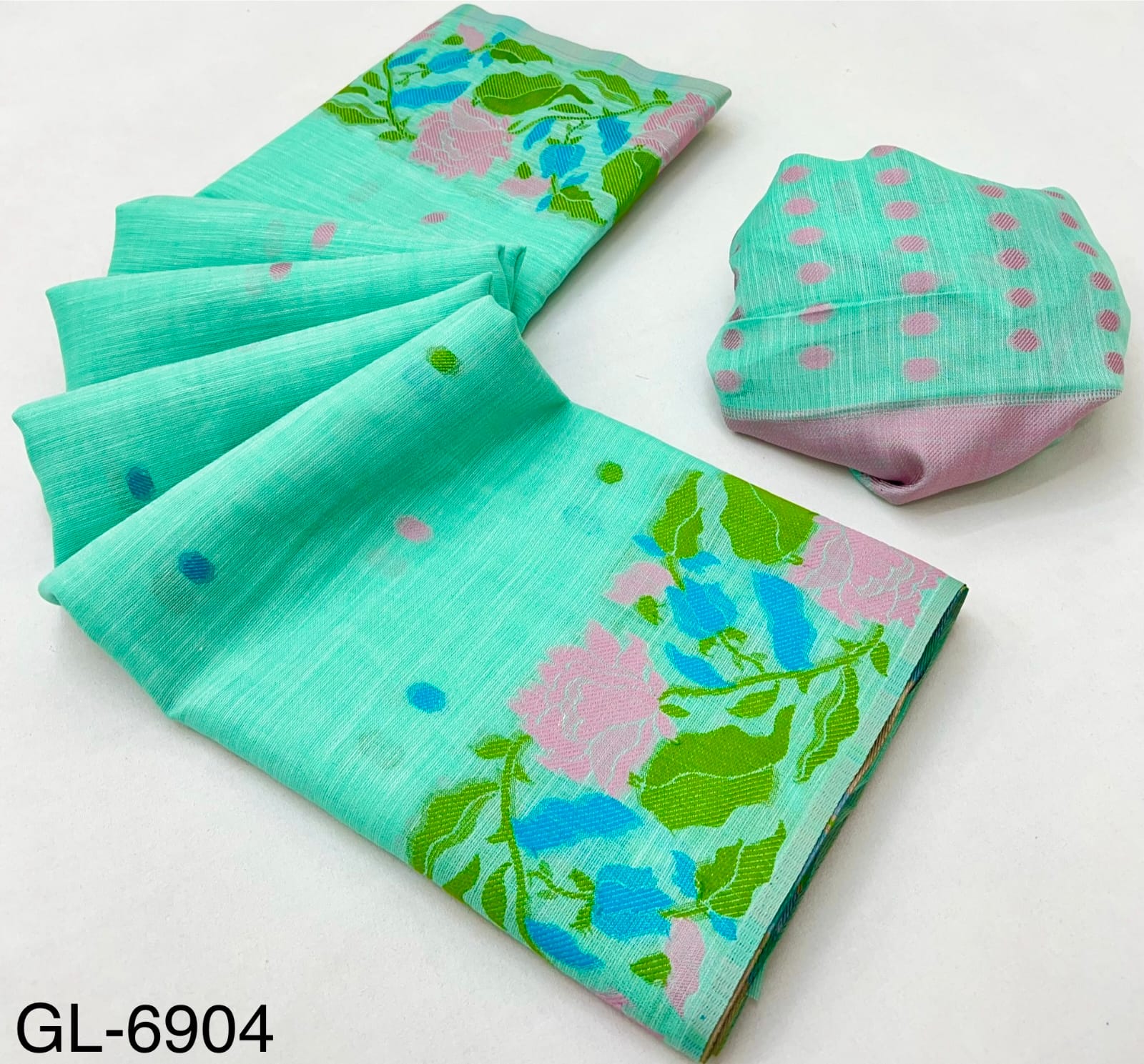 Rajpath Gulabi Silk Linen Saree - Soft Lightweight Floral Printed Saree with Blouse - Summer Collection by M.R. Saree Emporium