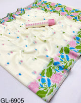 Rajpath Gulabi Silk Linen Saree - Soft Lightweight Floral Printed Saree with Blouse - Summer Collection by M.R. Saree Emporium