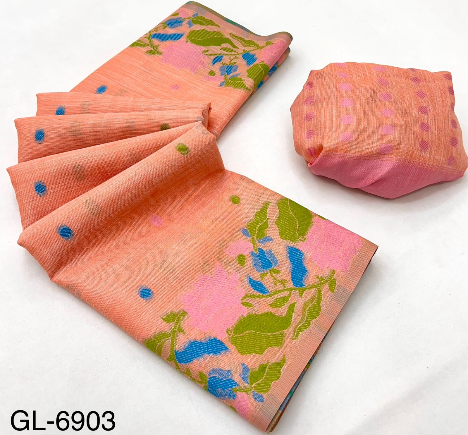 Rajpath Gulabi Silk Linen Saree - Soft Lightweight Floral Printed Saree with Blouse - Summer Collection by M.R. Saree Emporium