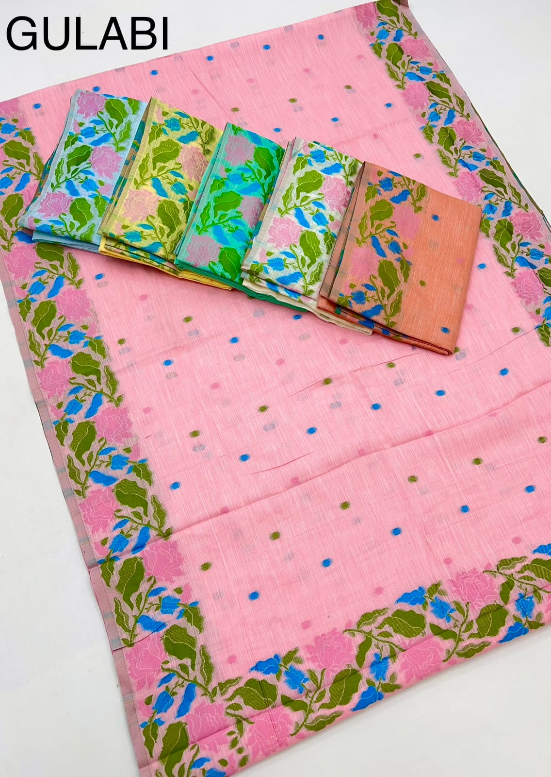 Rajpath Gulabi Silk Linen Saree - Soft Lightweight Floral Printed Saree with Blouse - Summer Collection by M.R. Saree Emporium