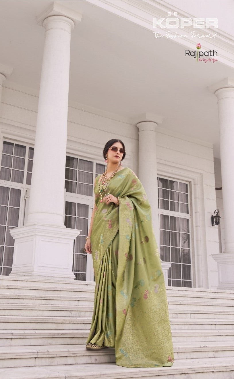 RajPath Koper Silk Kuraa Silk Designer Saree - 5 Pcs Wholesale Set