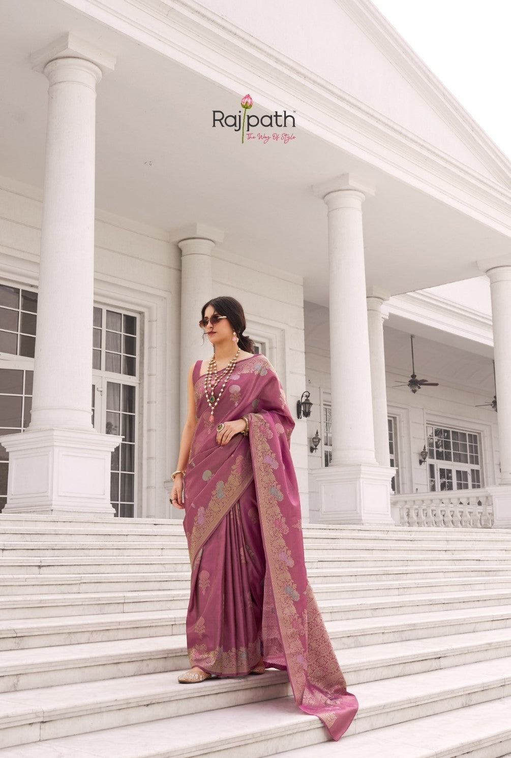 RajPath Koper Silk Kuraa Silk Designer Saree - 5 Pcs Wholesale Set