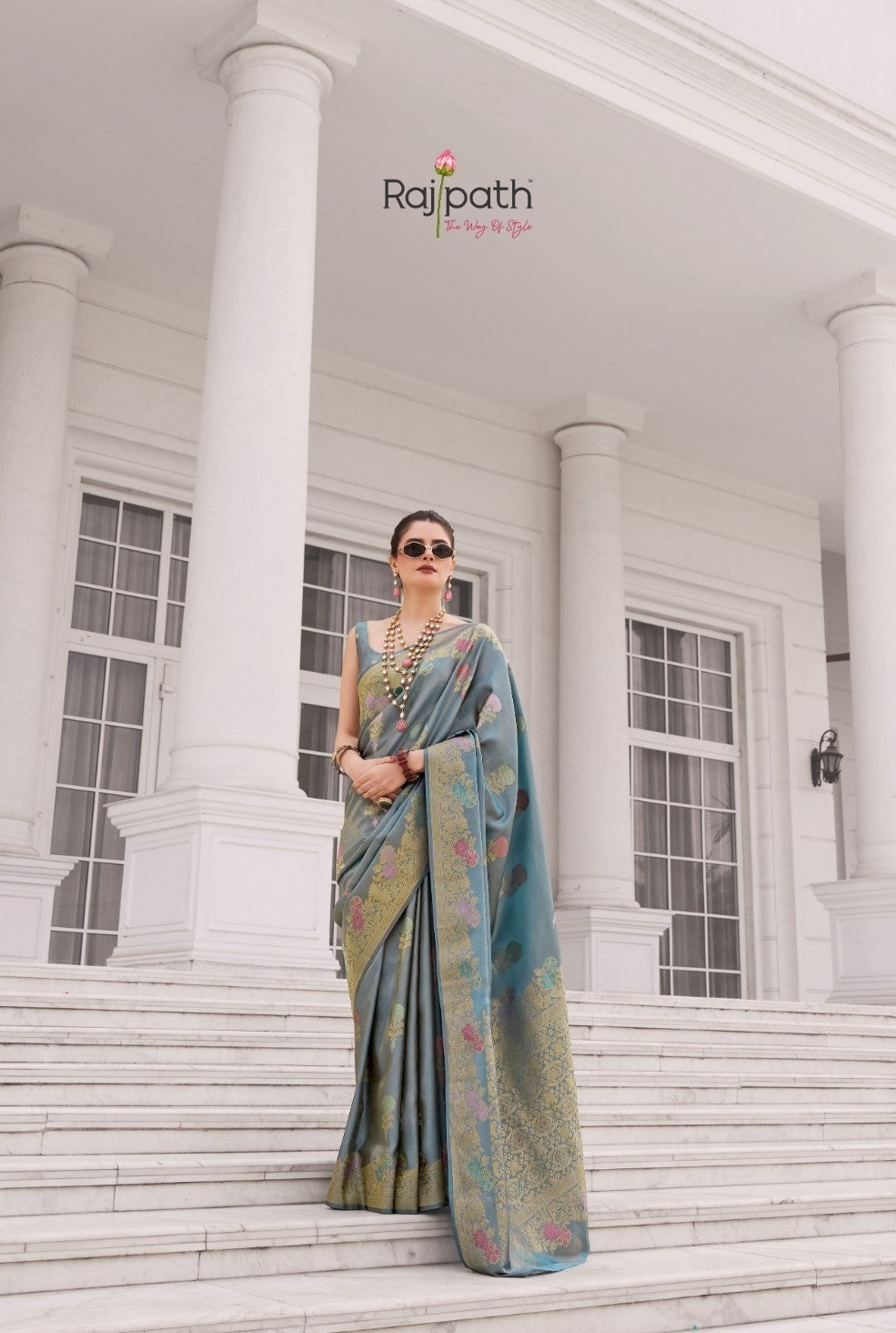 RajPath Koper Silk Kuraa Silk Designer Saree - 5 Pcs Wholesale Set