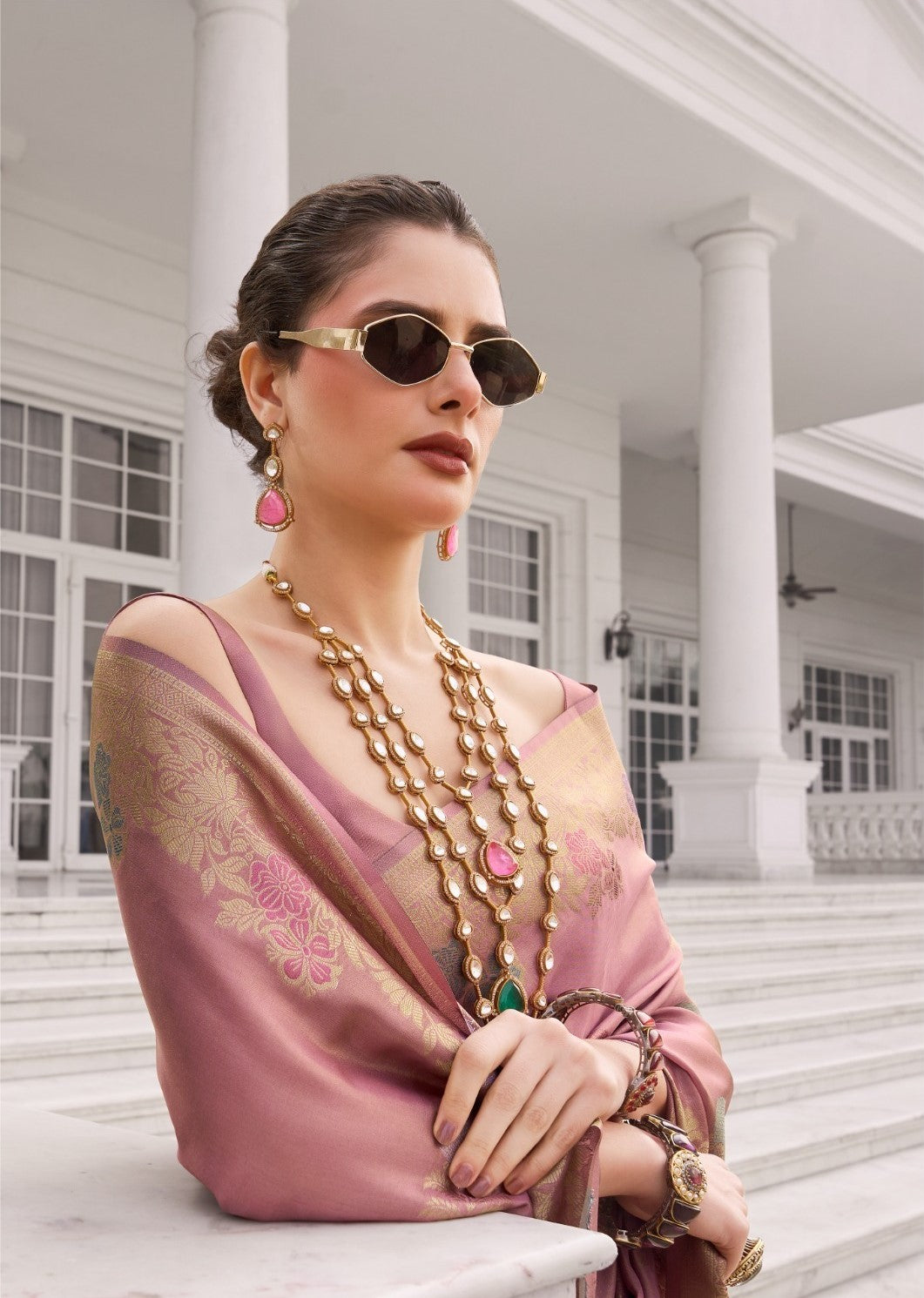 RajPath Koper Silk Kuraa Silk Designer Saree - 5 Pcs Wholesale Set
