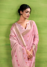 RajPath Sunrise Linen Silk Saree Set - Elegant Soft Silk Designer Collection 6 Pcs Set