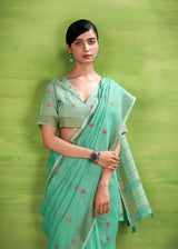 RajPath Sunrise Linen Silk Saree Set - Elegant Soft Silk Designer Collection 6 Pcs Set