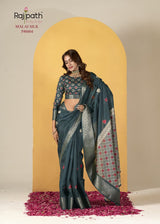 Rajpath Fabrics Chocolate Silk Dola Silk Foil Printed Saree 6 Pcs Set Designer Fancy Saree Wholesale – M.R. Saree Emporium