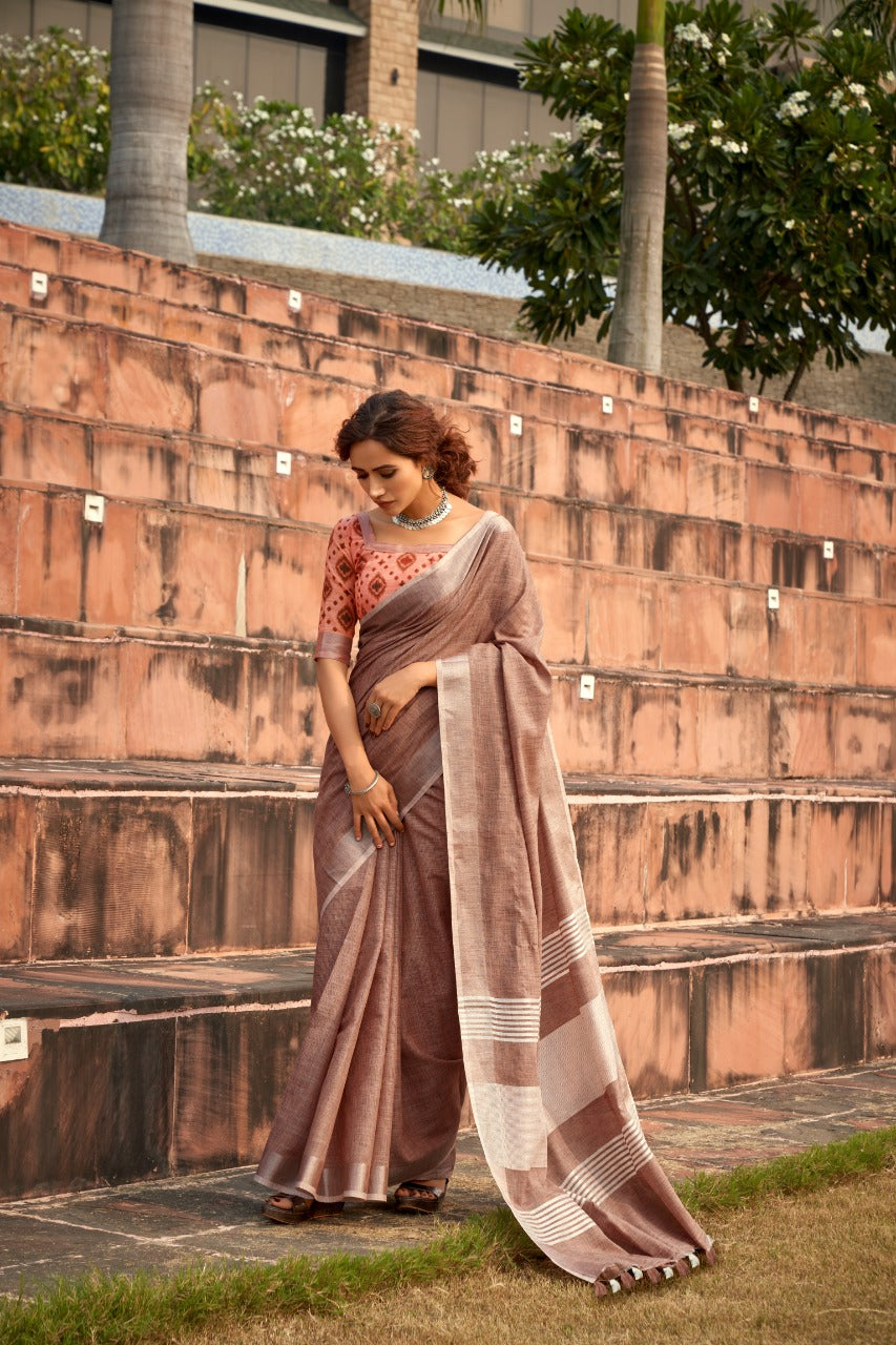 RajYog Abhirupi Soft Linen Silk Saree - Khadi Design Premium Collection - M.R. Saree Emporium