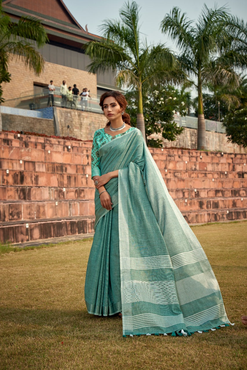 RajYog Abhirupi Soft Linen Silk Saree - Khadi Design Premium Collection - M.R. Saree Emporium