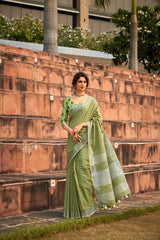 RajYog Abhirupi Soft Linen Silk Saree - Khadi Design Premium Collection - M.R. Saree Emporium