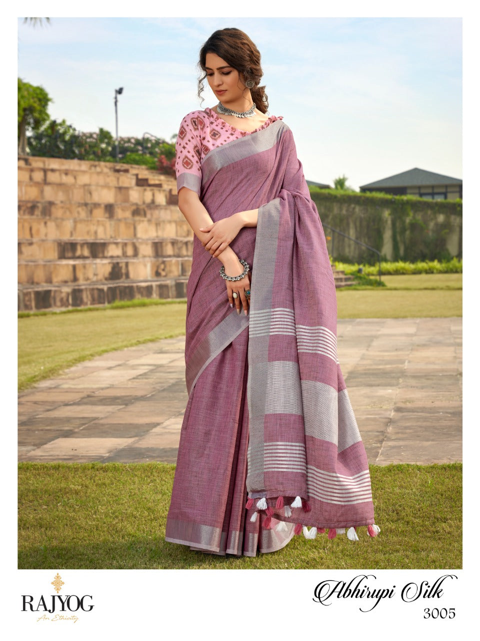 RajYog Abhirupi Soft Linen Silk Saree - Khadi Design Premium Collection - M.R. Saree Emporium