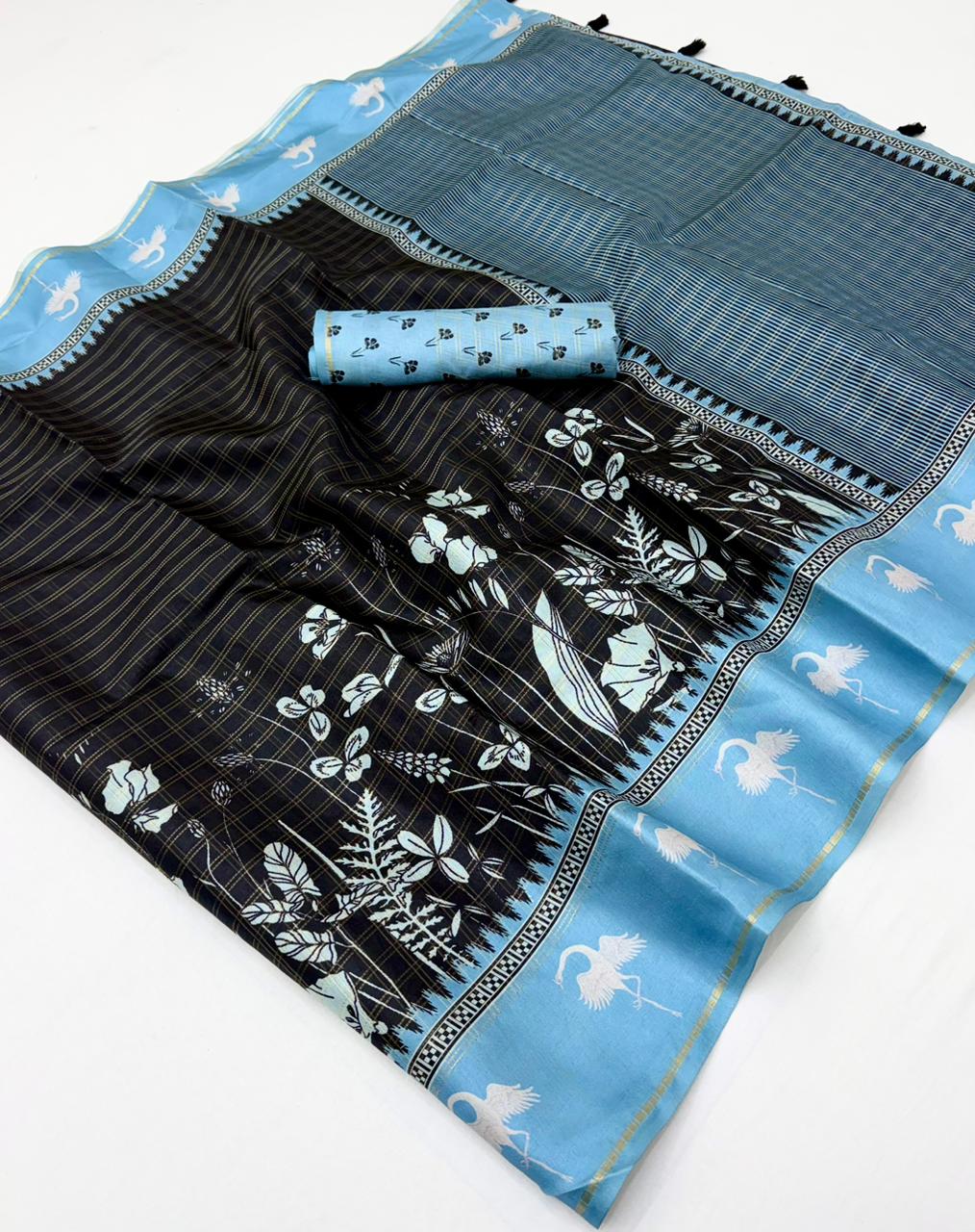 RajYog Charvi Tusser Soft Tusser Saree with Bentex Border - 6 Pcs Set - Wholesale